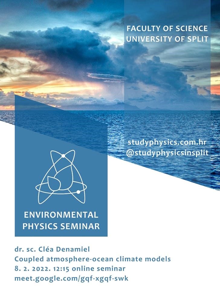 50. Fakultetski seminar – FIZIKA OKOLIŠA: Coupled atmosphere-ocean climate models